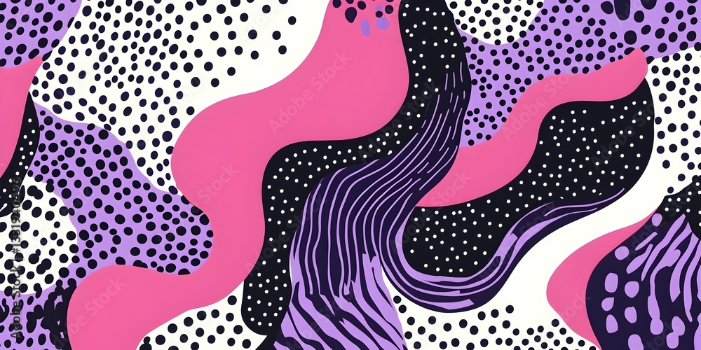 Wall mural Abstract Pattern with Various Shapes and Colors: This vibrant and dynamic abstract pattern combines various organic shapes and textures, creating a visually engaging design. Featuring a mix of smooth.