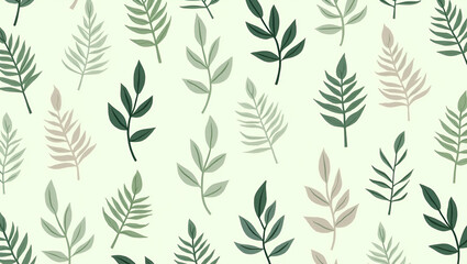 Scandinavian Tropical Leaves Seamless Tile Pattern: Soft Green Monstera & Palm for Minimalist Homes