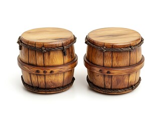 Two Small Wooden Barrels with Rope Accents