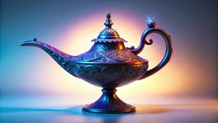 Silhouette Genie Lamp Logo Design: Elegant Lantern Lamp Illustration on White