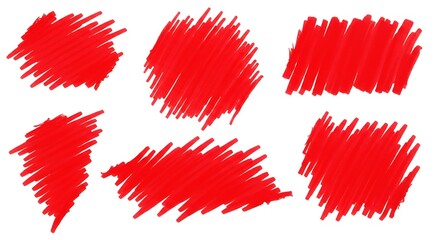Abstract Red Marker Strokes Set Design Elements Background art bold form brush lines style color    