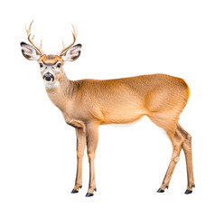 Obraz premium Majestic standing deer with antlers on black background, cut out