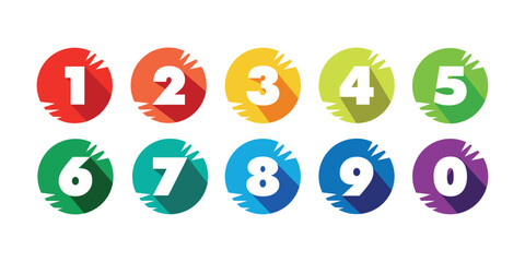 Numbers with long shadows on multicolored circles