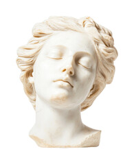 Obraz premium Marble sculpture of serene female with flowing hair: classical artistry, cut out