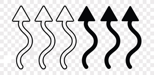 Curved, wavy, winding arrows. Vector illustration