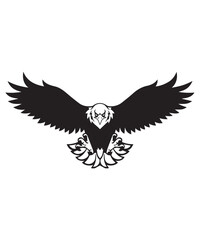 Black Silhouette Eagle with Outstretched Wings – Tribal Style Bird Logo
