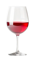Elegant red wine glass filled with rich crimson wine, cut out