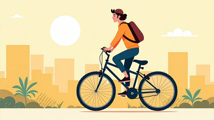 Lifestyle teenage with bicycle illustration design vibrant youth culture active transportation healthy lifestyle and freedom represented through cycling concept as Illustrated teenage lifestyle featur