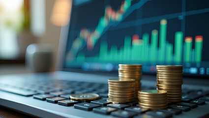 Flat Professional Illustration: Calculating Income & Investment Returns with Interest Rates, Dividends, Savings, Retirement, and Stock Market for Financial Growth
