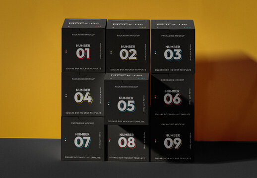 Stacked Square Boxes Mockup