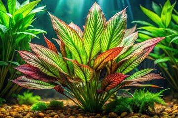 Obraz premium Amazon Sword Plant, Aquatic Plant, Water Garden, Lush Growth