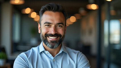Fototapeta premium Happy Smiling Indian Businessman: Successful Lawyer & Company Leader