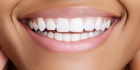 Fototapeta premium Close-up of Human Smile Showing Teeth and Lips