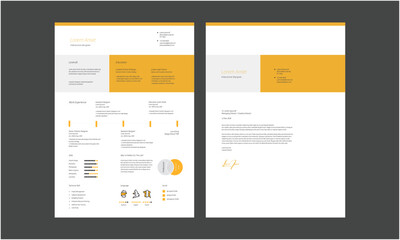 Business CV template. Minimalistic resume layout with work experience, education and skills fields vector set of minimalist elegant layout illustration