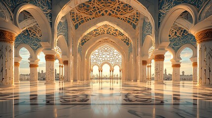 Grand Mosque Interior, Sunrise View