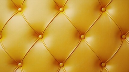 Luxurious yellow leather upholstery with diamond pattern and button accents