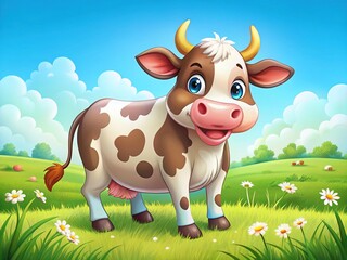 Cartoon Cow Drawing, Cute Farm Animal