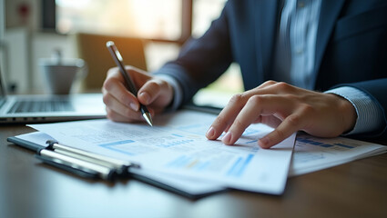 Streamline Your Tax Filing: Businessperson Using Computer for Online Individual Income Tax Returns, Government & State Tax Payments, and Financial Reporting Analysis