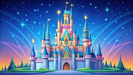 Cinderella Castle Cartoon Fantasy Illustration