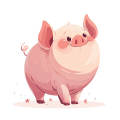 Vector design of a cute pig character for animation and motion graphics