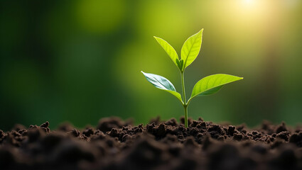 Naklejka premium Flat Vector Illustration of a Young Tree Thriving in Fertile Garden Soil: Growth and Natural Beauty