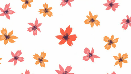 Flat Abstract geometric Anemone seamless pattern with vibrant hues and dynamic layout on white concept as Vibrant geometric Anemone flowers with dynamic layout forming abstract seamless pattern perfec