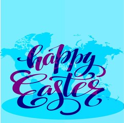 Happy Easter greeting card template, vector illustration in art style