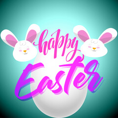 Happy Easter greeting card template, vector illustration in art style