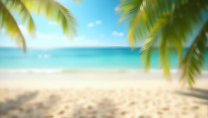 Sand blurred palm tropical beach bokeh background summer vacation travel concept copy space concept as Tropical beach bokeh background features sand and palm trees symbolizing relaxing summer vacation