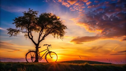 Silhouette of a Cyclist's Bicycle at Sunset, Adventure Travel Photography