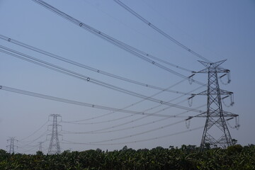 high-voltage electrical transmission towers
