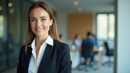 Elegant African American Business Woman: Confident CEO Posing in Modern Office - Vector Illustration