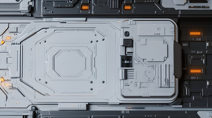 Technology Wallpaper with Innovative, White Science Fiction Hardware. 3D Render.