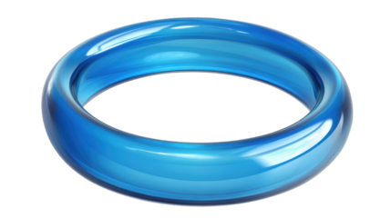 blue ring 3d render icon isolated on white background