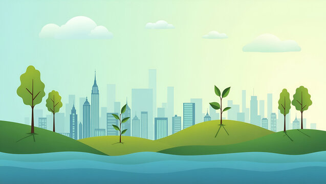 Flat Corporate investment environmental social governance organizational cooperation charity support environmental technology sustainable development goals concept as Organizations collaborating chari