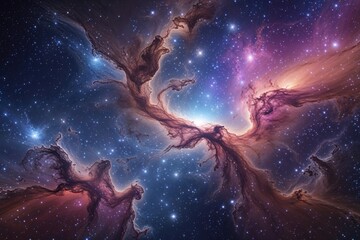 Fototapeta premium Vibrant Galaxy Nebulae Panorama with Stunning Backdrop and Rich Stellar Textures