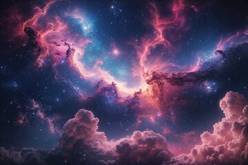 Fototapeta premium Stunning Abstract Art of a Celestial Galaxy with Colorful Nebula Clouds