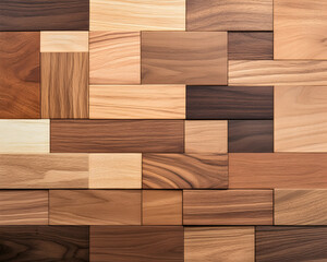Wooden wall tiles in various shades and grains