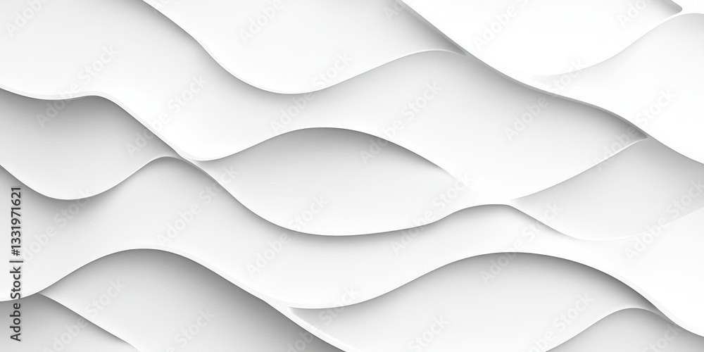 Poster seamless soft cloud white 3d low profile style, delicate gentle light wave pattern background