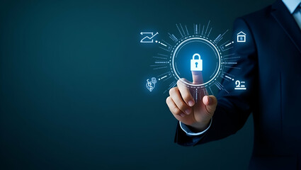 Naklejka premium Transforming Banking: Holographic Interface for Secure Financial Services
