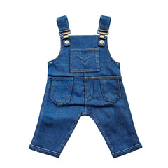 Denim overalls with adjustable buckles  isolated on transparent white background