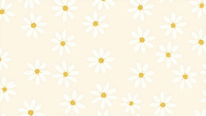 Minimalistic Scandinavian Daisy Seamless Tile Pattern: Cute Vector Illustration of Daisies in Neutral Tones for Clean, Airy Spaces - Perfect for Modern Interior Design
