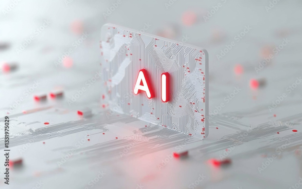Poster ai symbol with circuit layout showcasing technology and innovation in design.