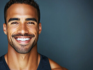 Obraz premium Fitness strong man portrait, male portrait close up