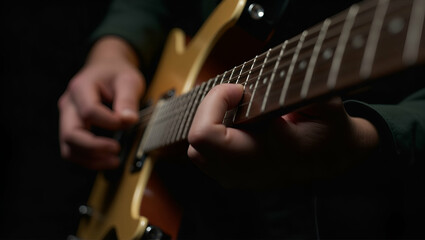 Fototapeta premium Flat Vector Illustration of Man's Hand Playing Guitar: Musical Craftsmanship