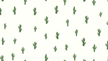 Various Cactus Species in Natural Greens: Seamless Botanical Garden Tile Pattern for Serene Spaces