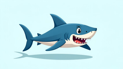 Obraz premium Friendly Cartoon Shark Illustration for Kids' Educational Materials