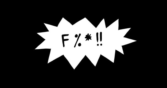 Explosive speech bubble Animated Sticker Pack. Cartoon Swearing and Action Speech Bubbles.  Doodle Animated BOOM, BAM, OMG and Explosive Expressions. Comic Style Exclamations on Alpha channel. 