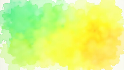 Fototapeta premium Vibrant Watercolor Texture Splash: Tropical Greens, Yellows, and Oranges for Lively Photo Stock Concept with Empty Space on the Left Side