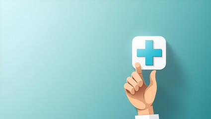 Obraz premium Flat Hand Selecting Healthcare Medical Icons: A Visual Guide to Health Insurance Concepts, Access to Welfare Services, and Health Support in a Cute Vector Illustration